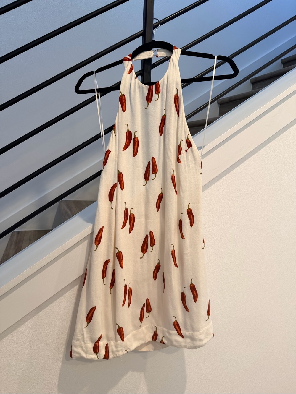 Reformation Cream Dress with Red Pepper Print